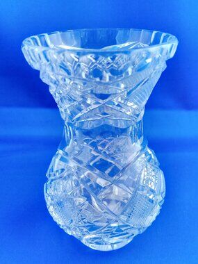 vintage cut crystal small bud vase violet vase